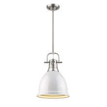 3604-S PW-WH - Duncan Small Pendant with Rod in Pewter with a White Shade